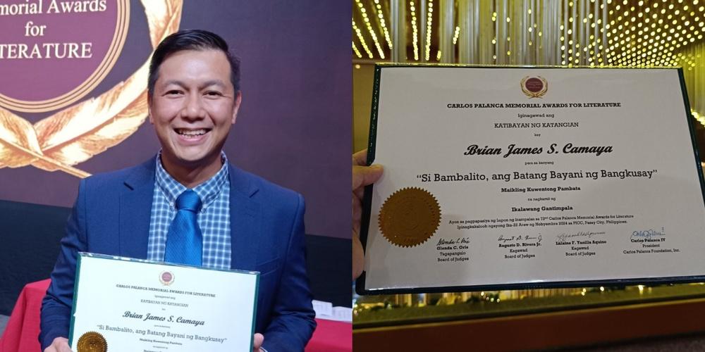 Brian James Camaya, the Kapuso who won a Palanca Award for ‘Si Bambalito, ang Batang Bayani ng Bangkusay’