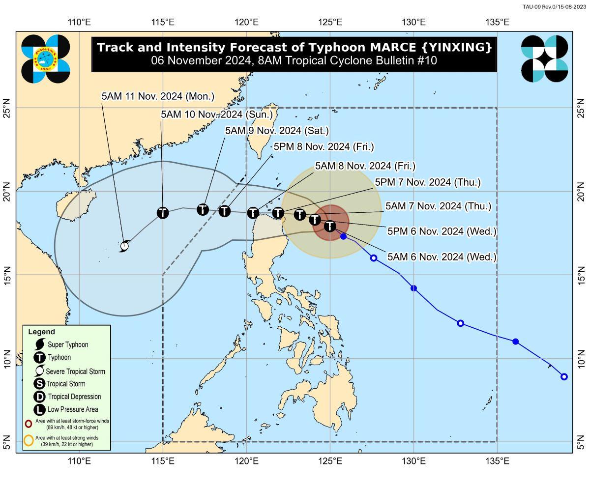 Typhoon Marce (international name: Yinxing), Nov. 6, 2024, 8AM