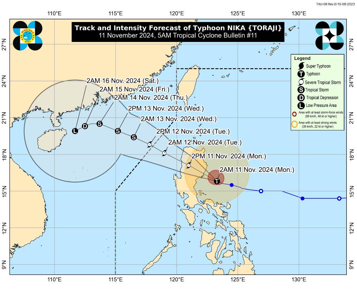 Typhoon Nika (international name: Toraji), Nov. 11, 2024, 5AM