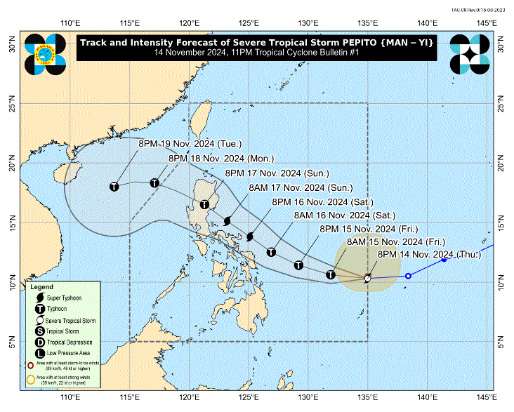 Signal No. 1 in 7 areas due to Pepito; another landfall for Ofel seen