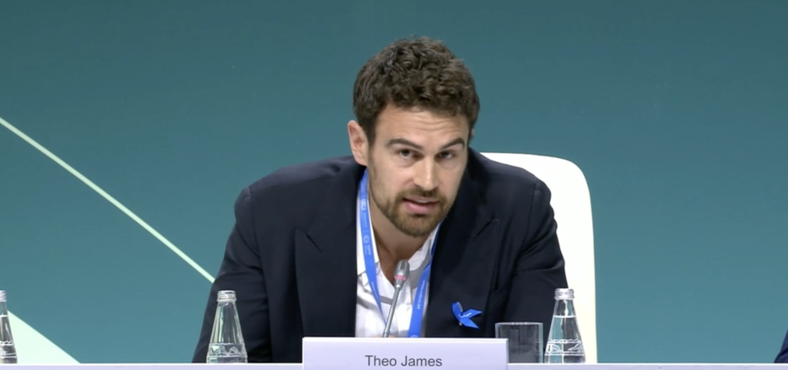 At COP29, Theo James delivers a speech, helps launch Refugees for Climate Action Network