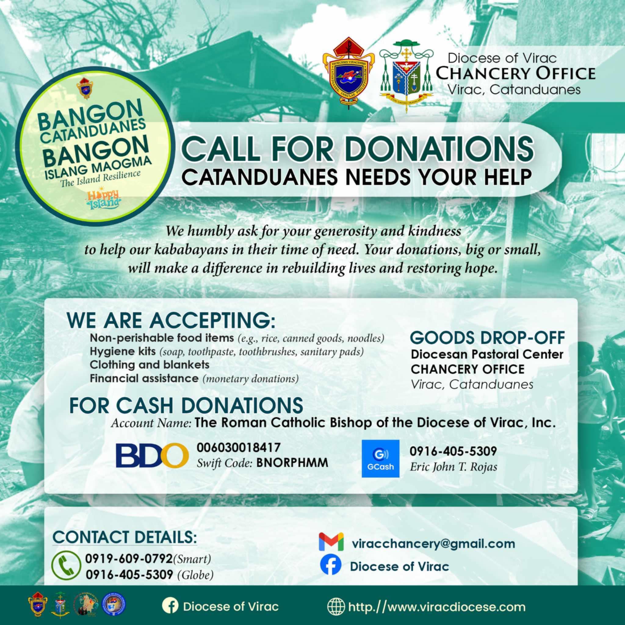 Virac diocese calls for donation for Typhoon Pepito victims