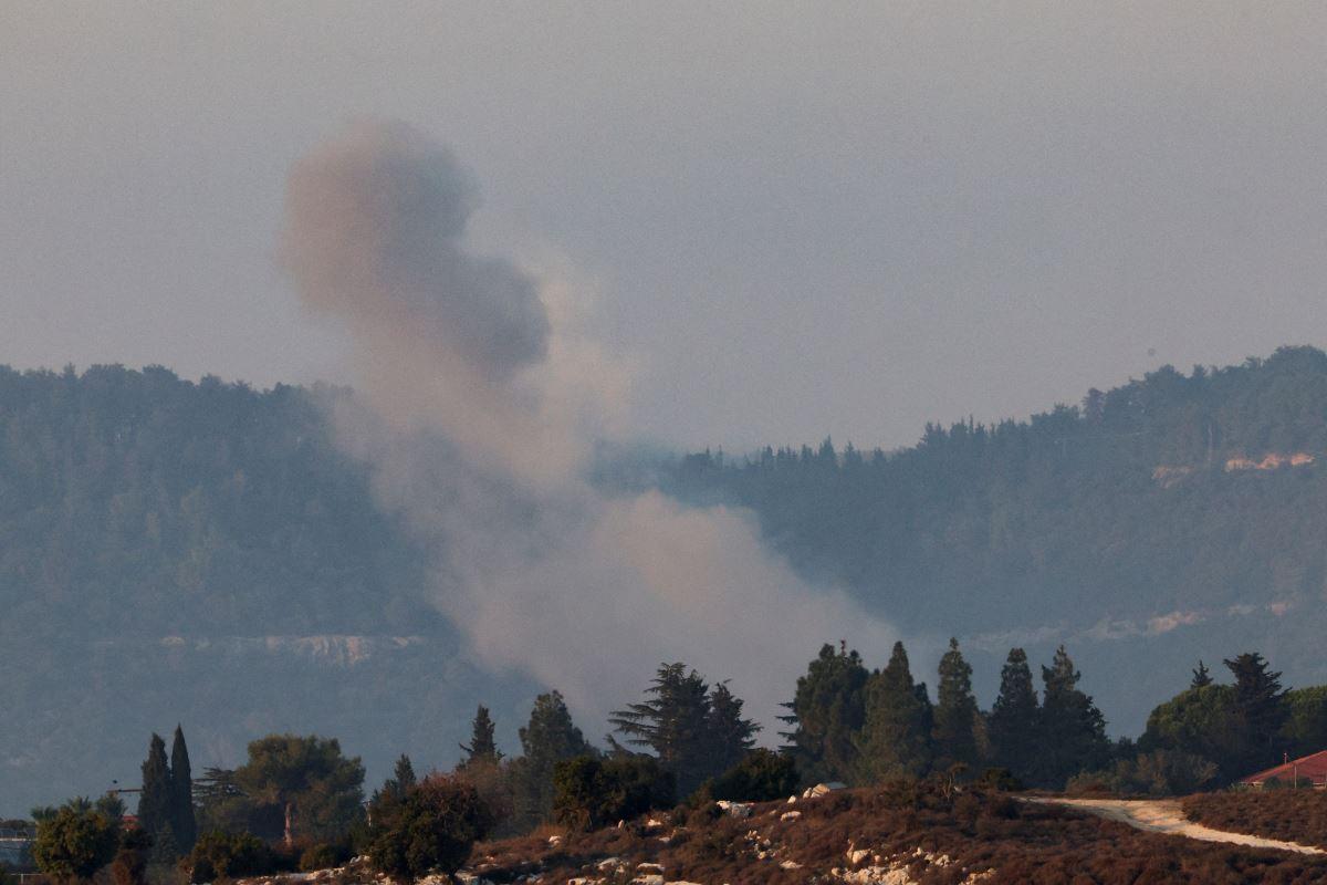 Smoke billows on the Lebanon side of the border with Israel