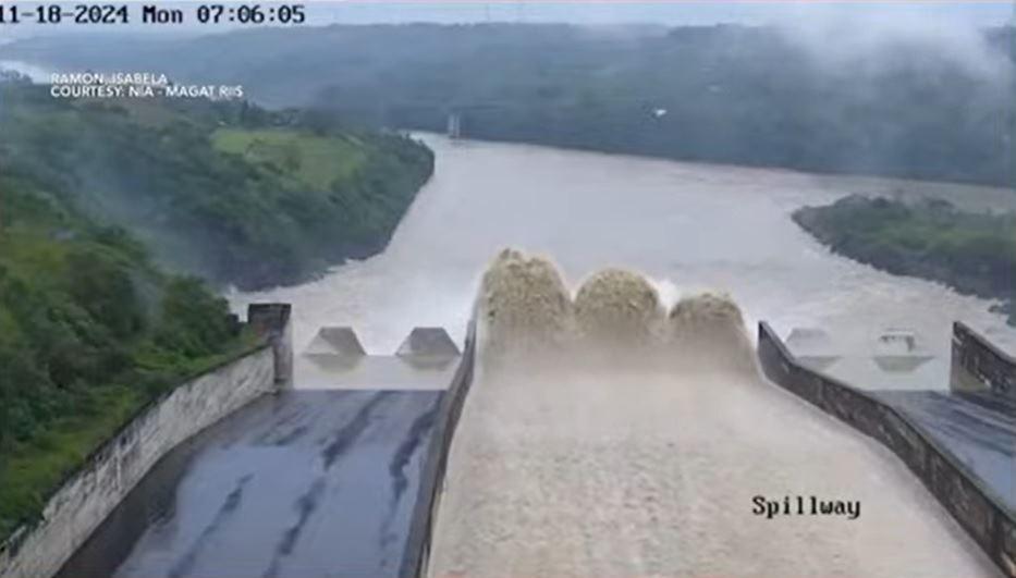 Magat Dam releases water on Nov. 18, 2024. NIA-Magat RIIS