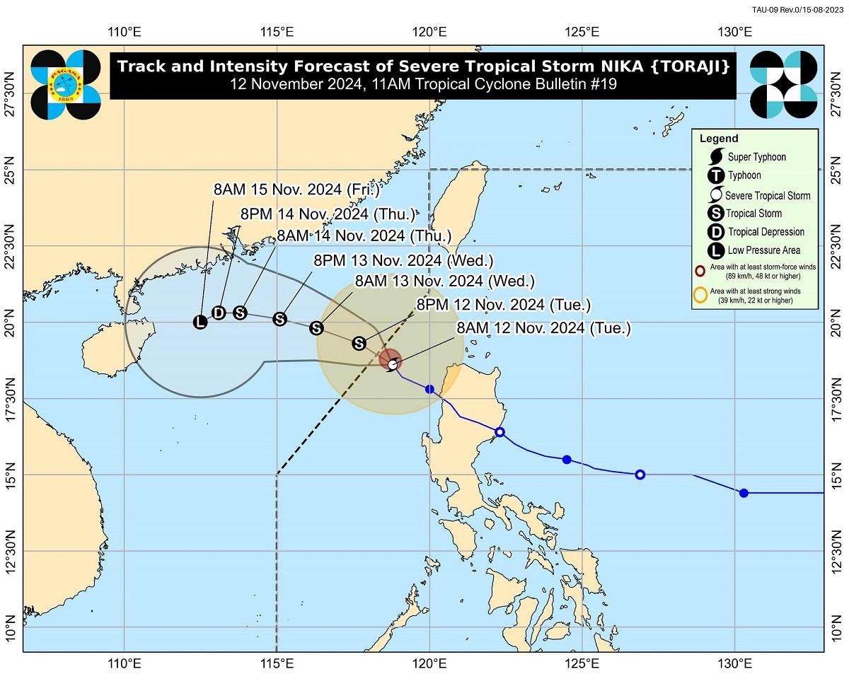 Nika about to exit PAR but Signal No. 1 raised in 4 Luzon areas