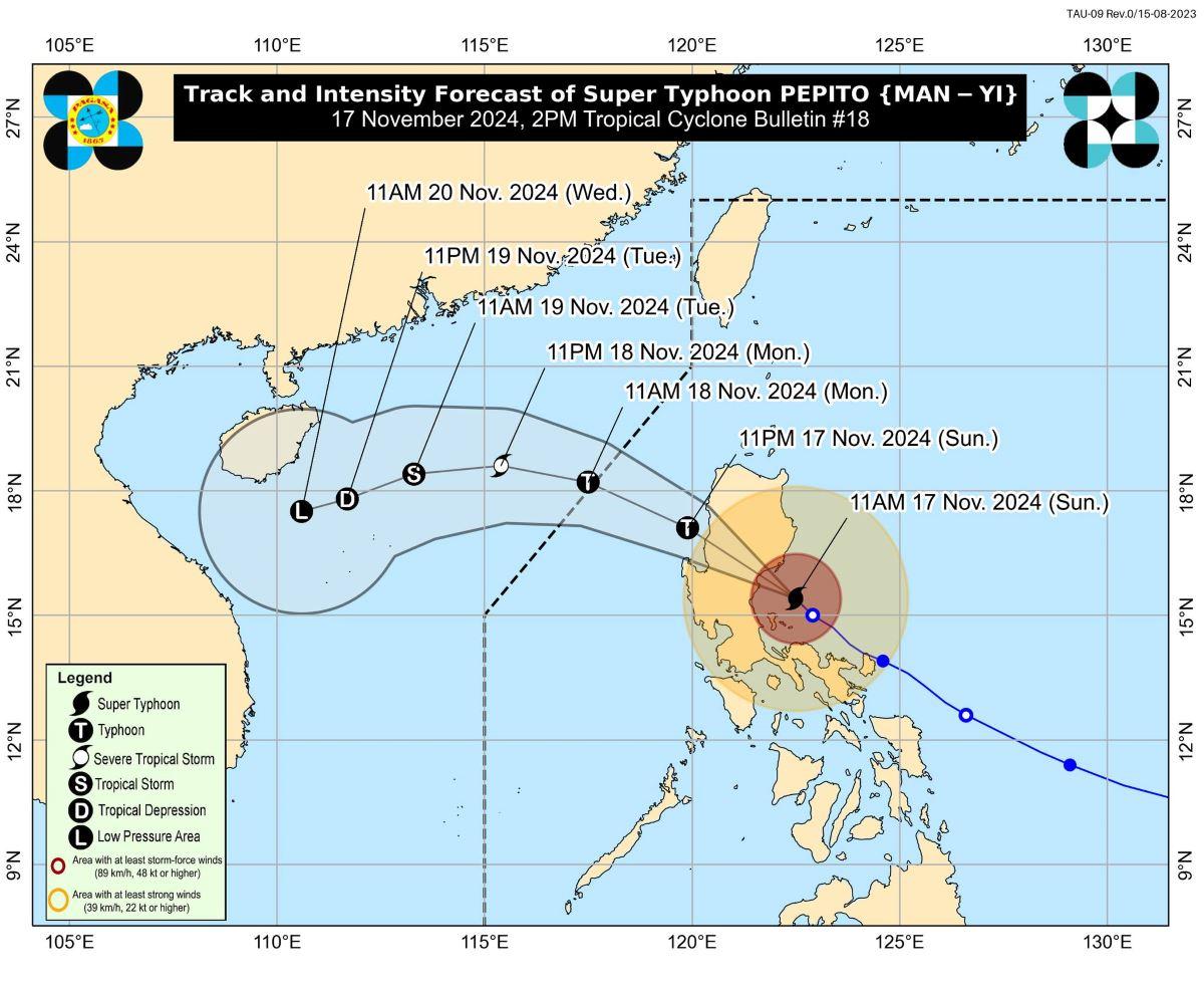 Super Typhoon Pepito (international name: Man-Yi), Nov. 17, 2024, 2PM