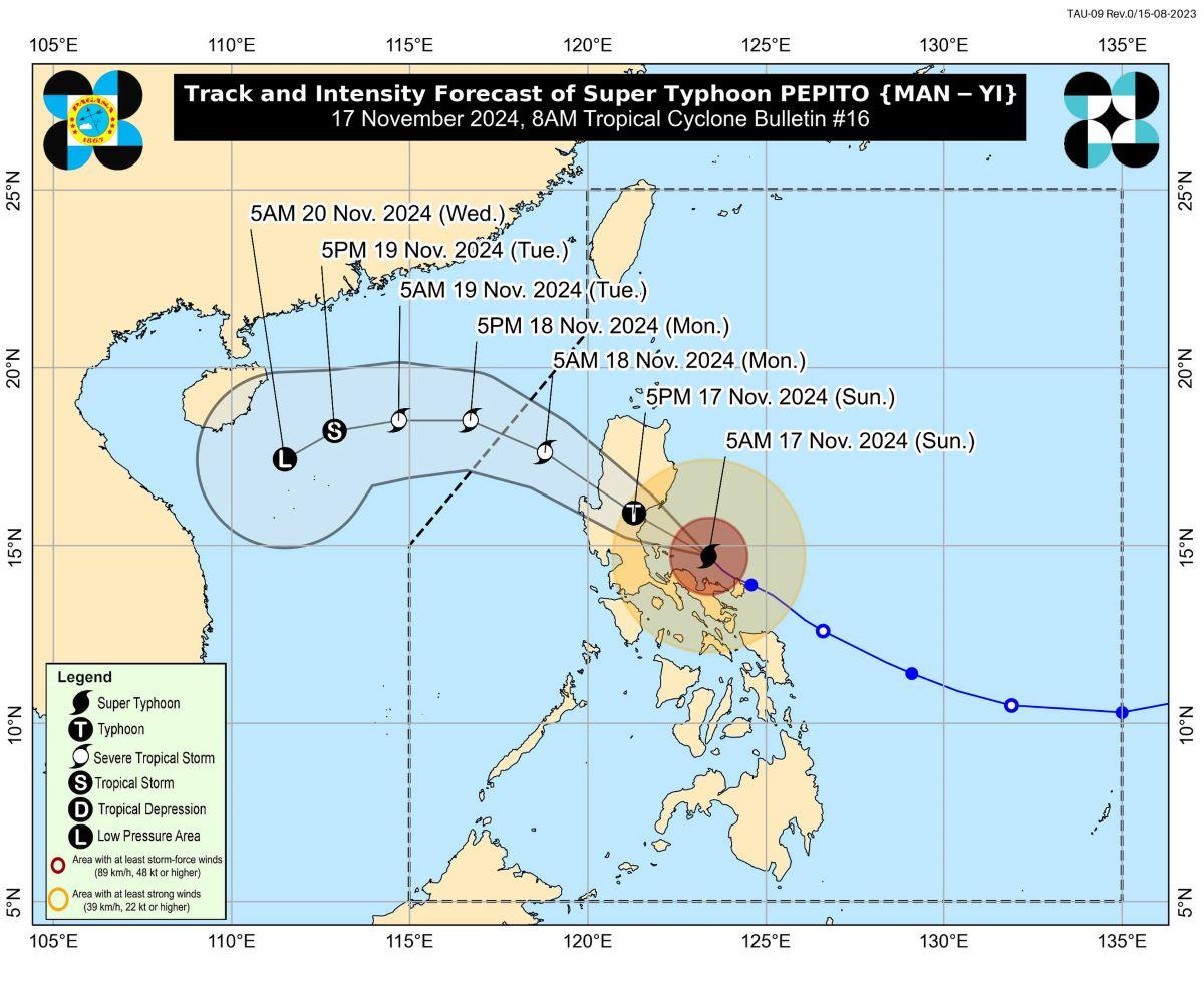 Super Typhoon Pepito (international name: Man-Yi), Nov. 17, 2024, 8 AM