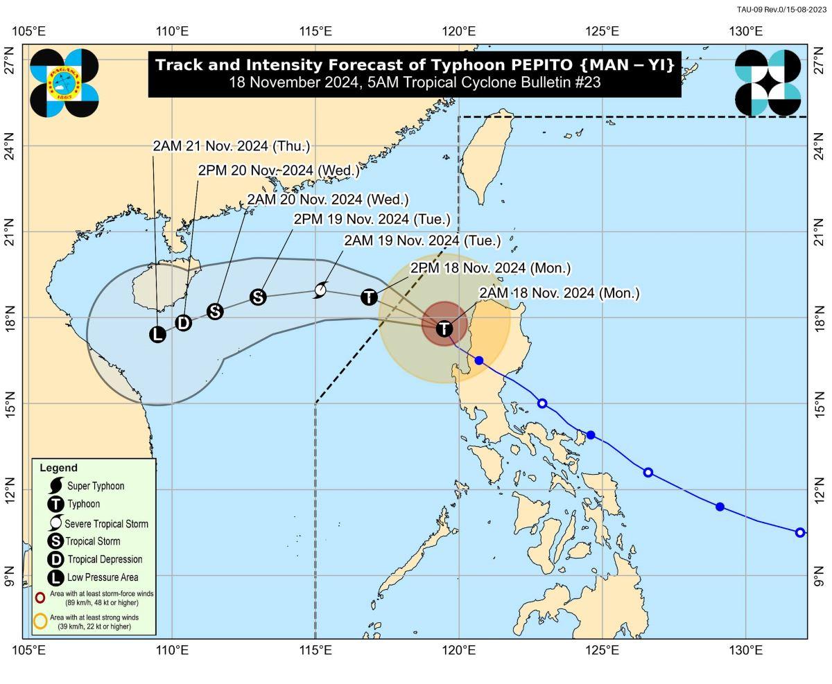 Typhoon Pepito (international name: Man-Yi), Nov. 18, 2024, 5AM