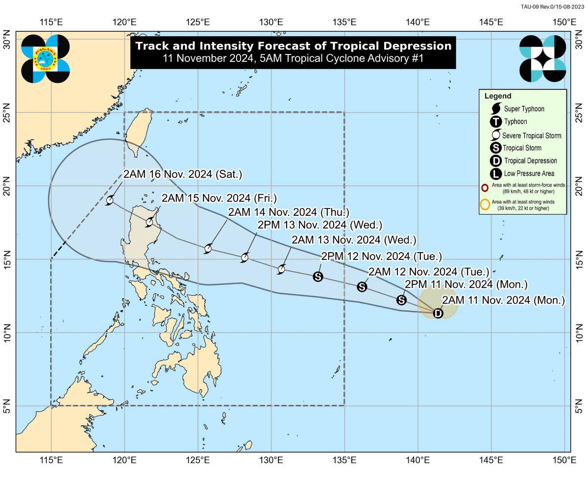 Tropical depression located outside PAR Nov. 11, 2024