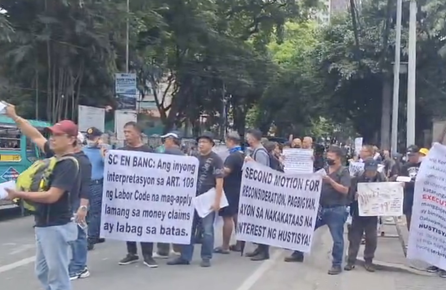 Dismissed workers of LRTA held a rally in front of the Supreme Court in Manila.