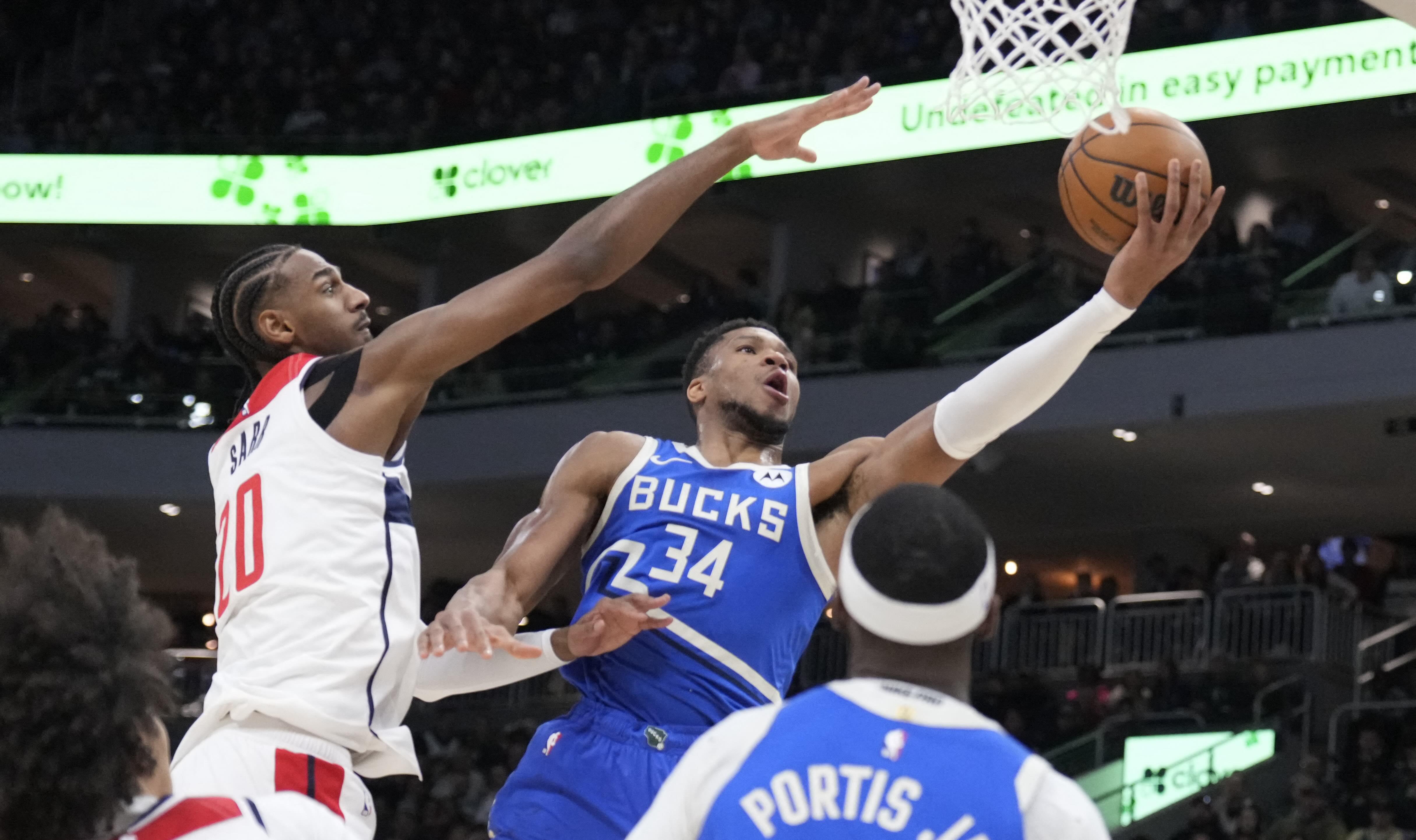 NBA: Giannis Antetokounmpo, Bucks top Wizards, continue win streak
