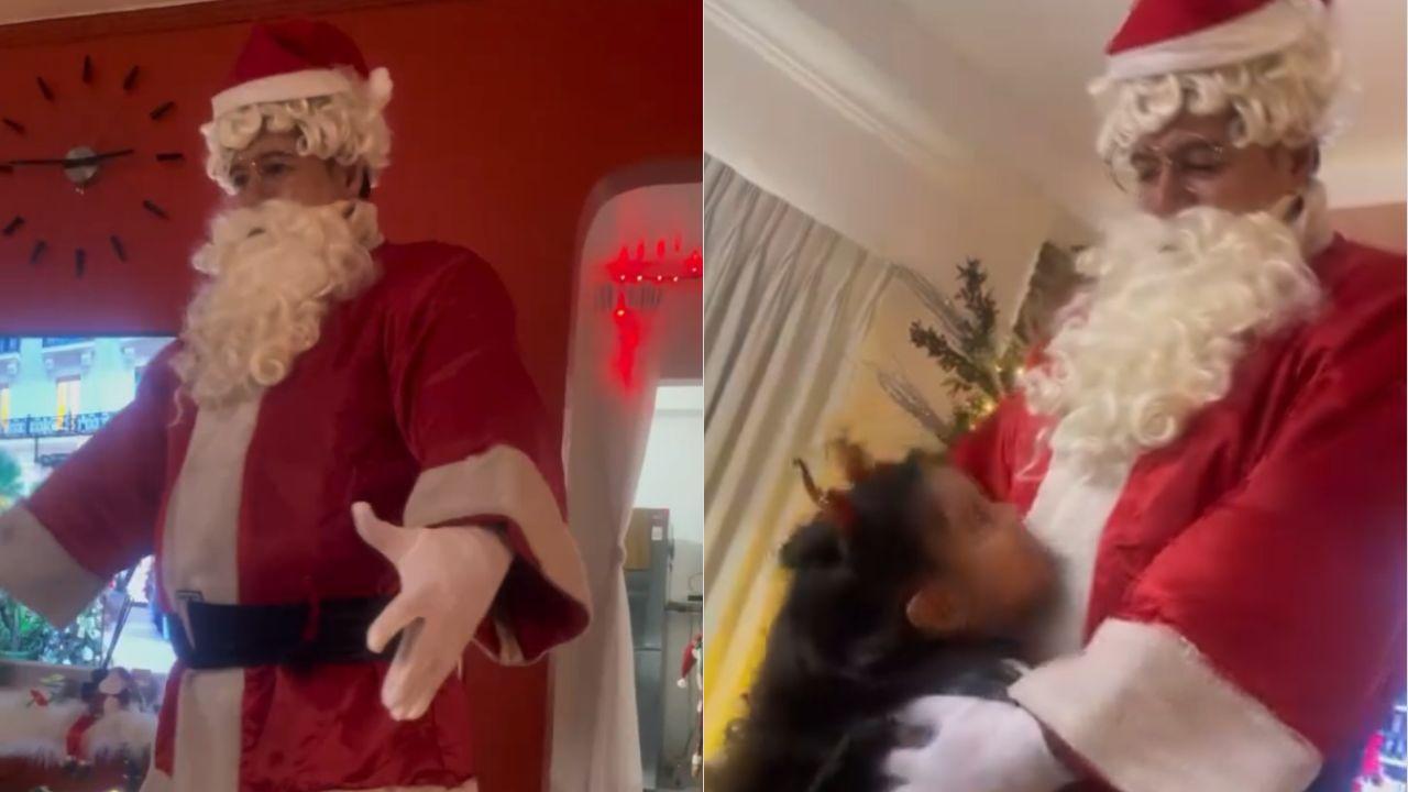 Arthur Solinap dresses up as Santa Claus for daughter Shiloh on Christmas Day