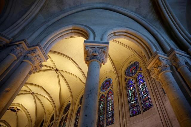 Some of the stained glass windows of the Notre-Dame de Paris Cathedral. REUTERS/ Sarah Meyssonnier/ Pool