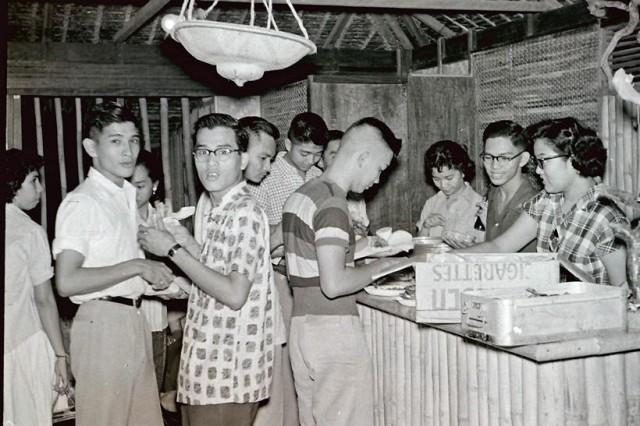 The author's father, Sepoy Severino, second from right, next to Doreen Gamboa, later known as Doreen Fernandez, the scholar and writer, at a college party in the 1955. Photo by Amadio Arboleda