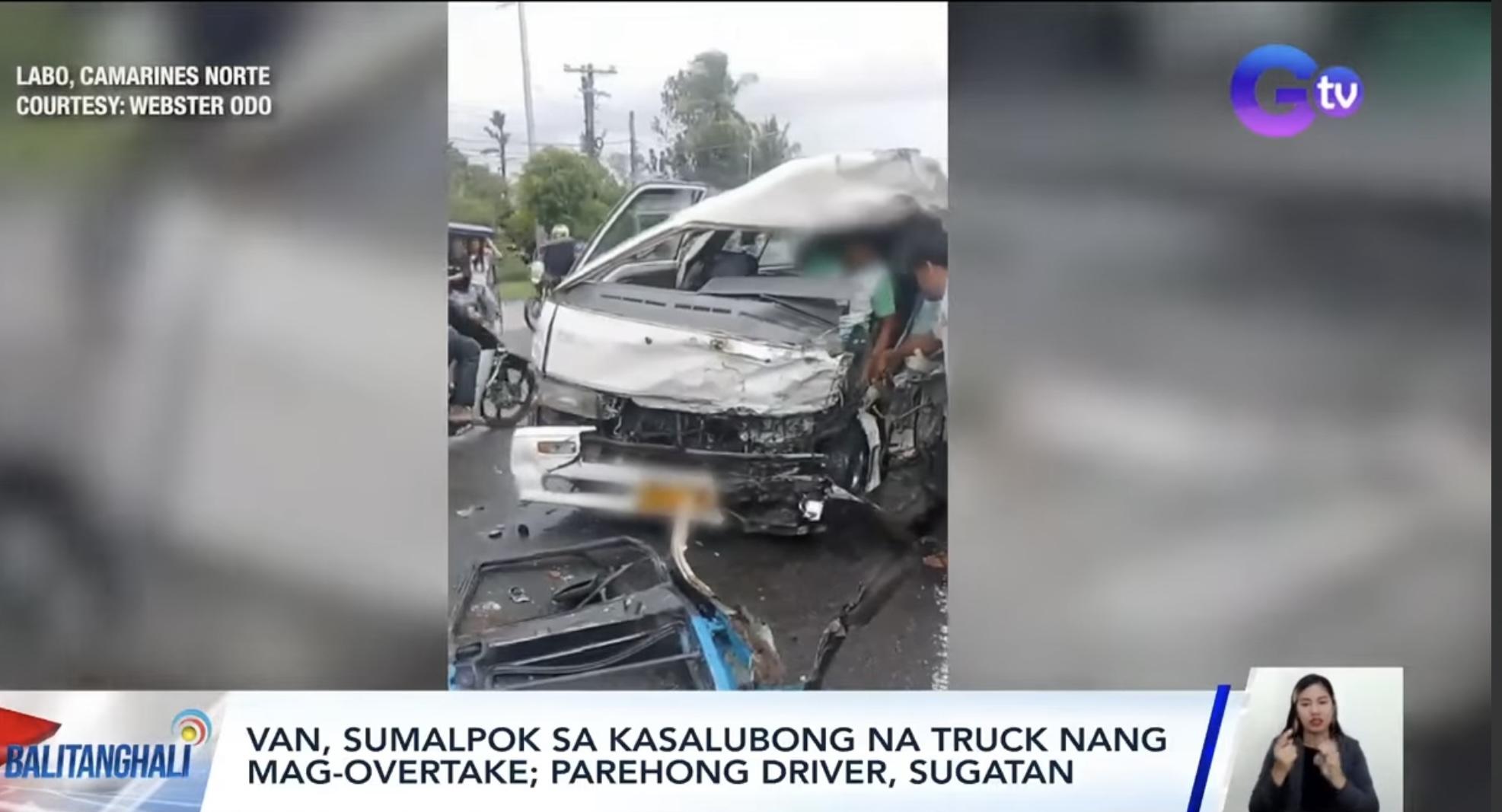 Van, sumalpok sa kasalubong na truck nang mag-overtake