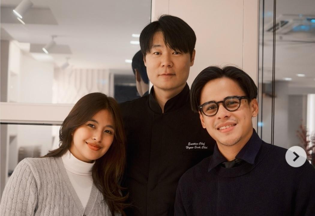 Gabbi Garcia, Khalil Ramos with chef Choi Hyun-Seok