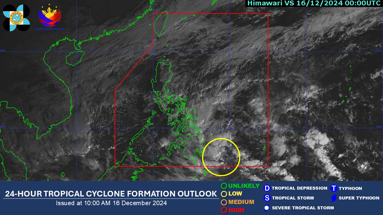 LPA develops east of Mindanao 