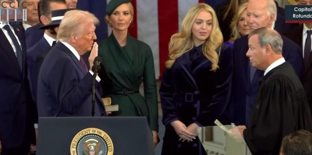 Donald Trump is sworn in as 7th US President by Chief Justice John Roberts at the US Capitol on Jan. 20, 2025. Screenshot from Joint Congressional Committee on Inaugural Ceremonies video