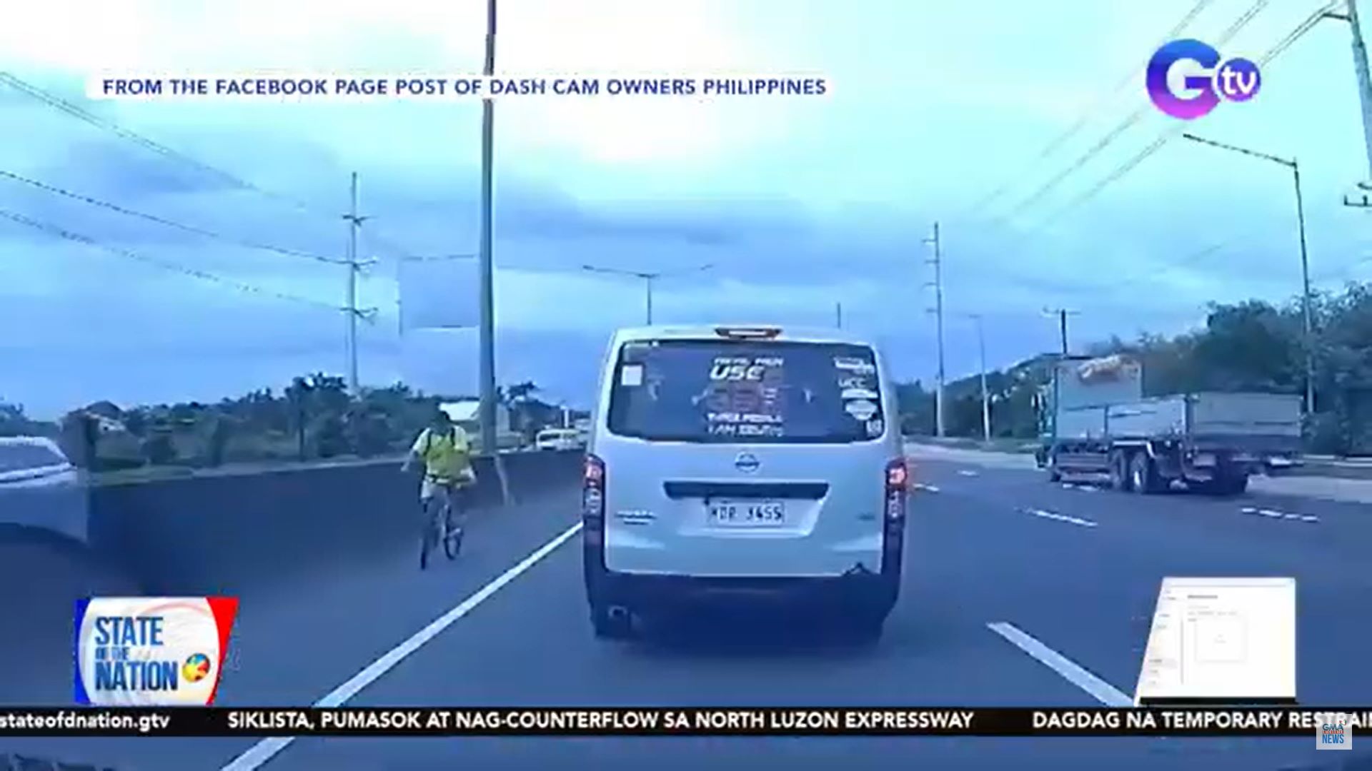 Cyclist caught counterflowing on NLEX