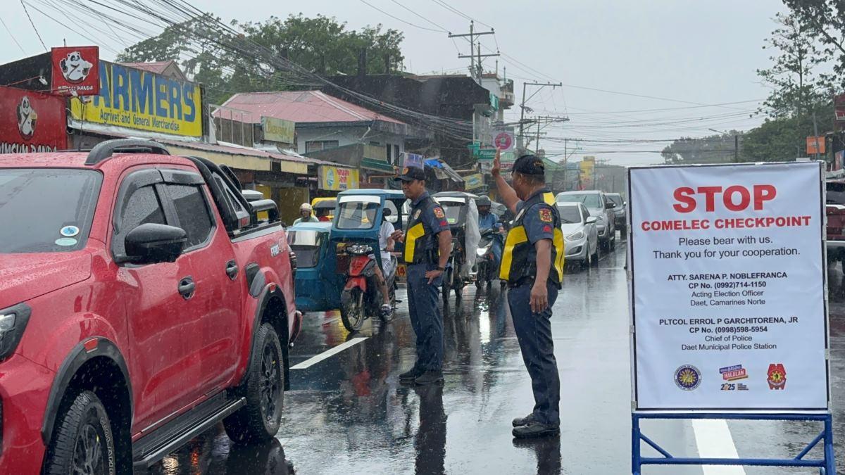 Comelec checkpoints operate rain or shine