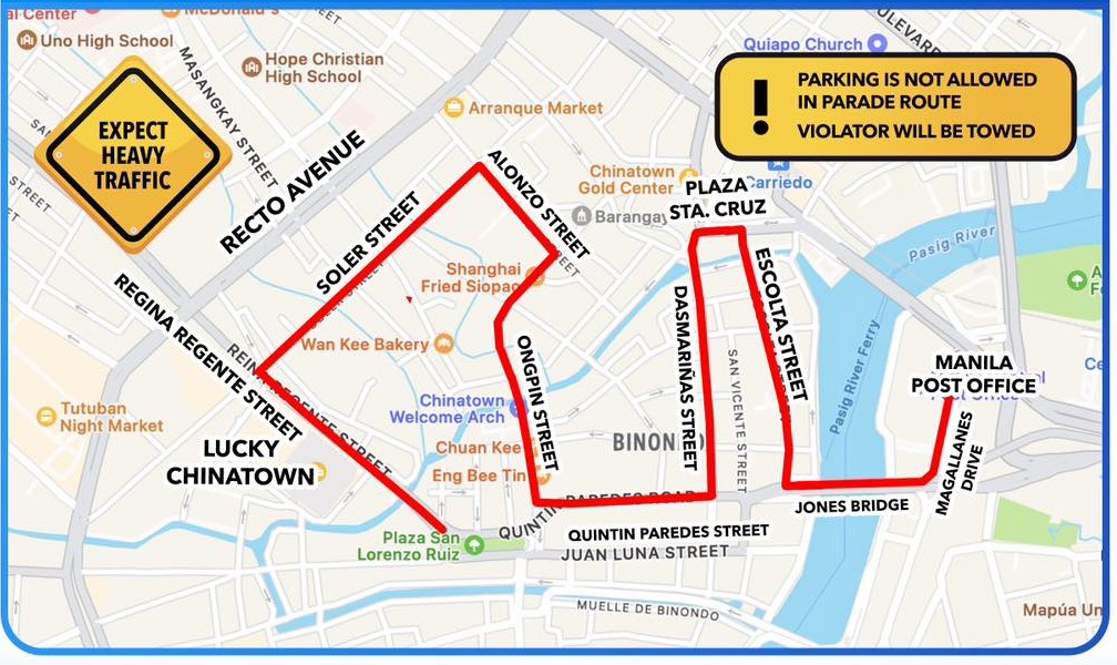 Heavy traffic expected in Binondo amid Chinese New Year parade --Manila LGU