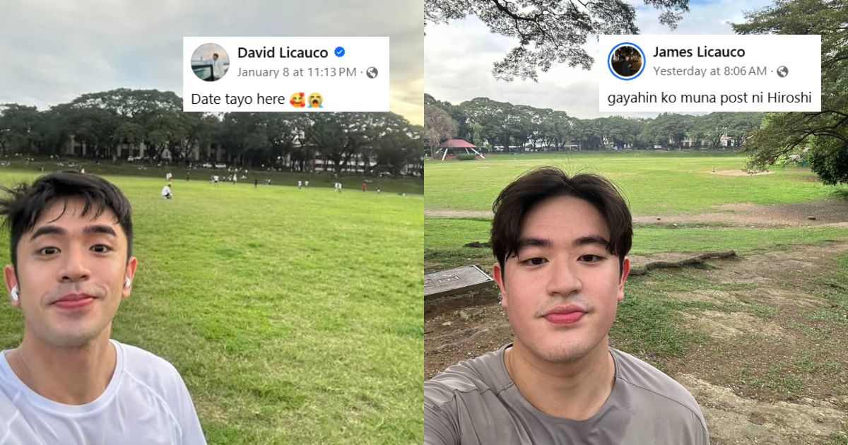 David Licauco's brother hilariously recreates his photo in UP Sunken Garden