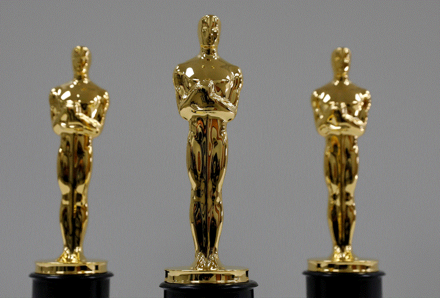 Finished mounted Oscar Statuettes are seen at the Polich Tallix foundry in Walden, New York