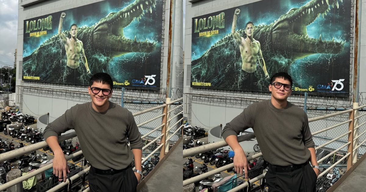 Ruru Madrid poses with 'Lolong: Bayani ng Bayan' EDSA billboard ahead of series premiere