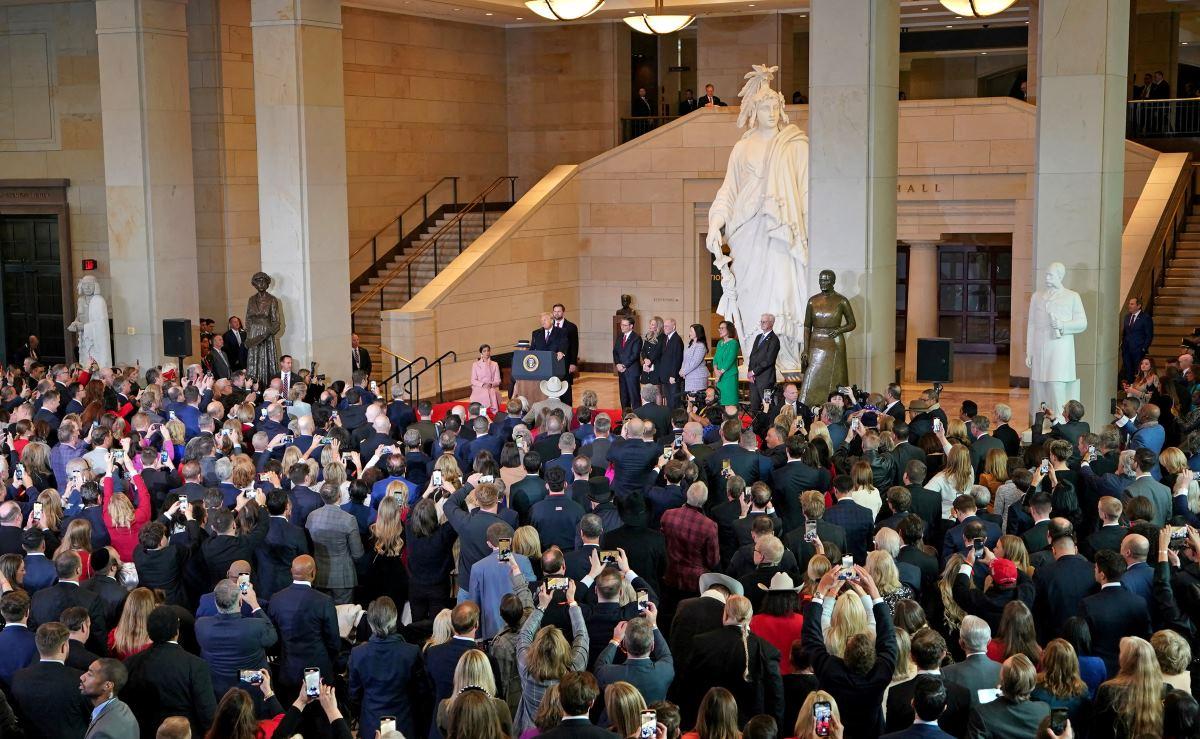 President Donald Trump speaks to crowd at US Capitol after being sworn in as 47th president of the US