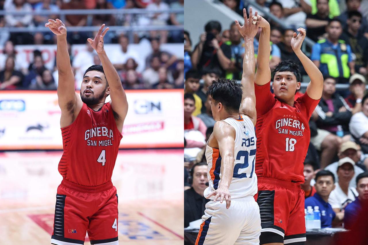 Ginebra's RJ Abarrientos and Ralph Cu