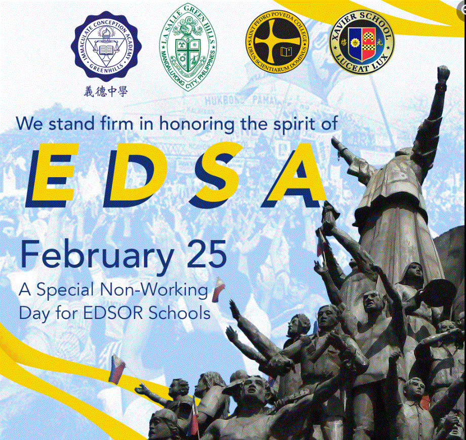 La Salle PH, Poveda, Xavier, ICA suspend classes on Feb. 25 for EDSA People Power anniversary