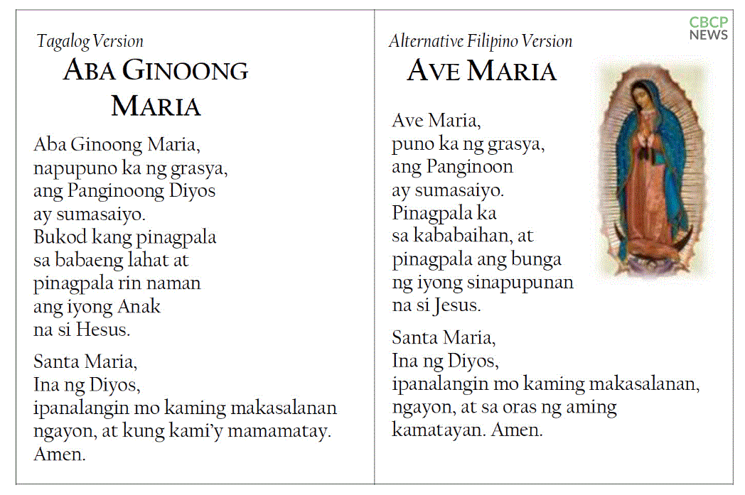 CBCP releases 'alternative' version of Hail Mary prayer