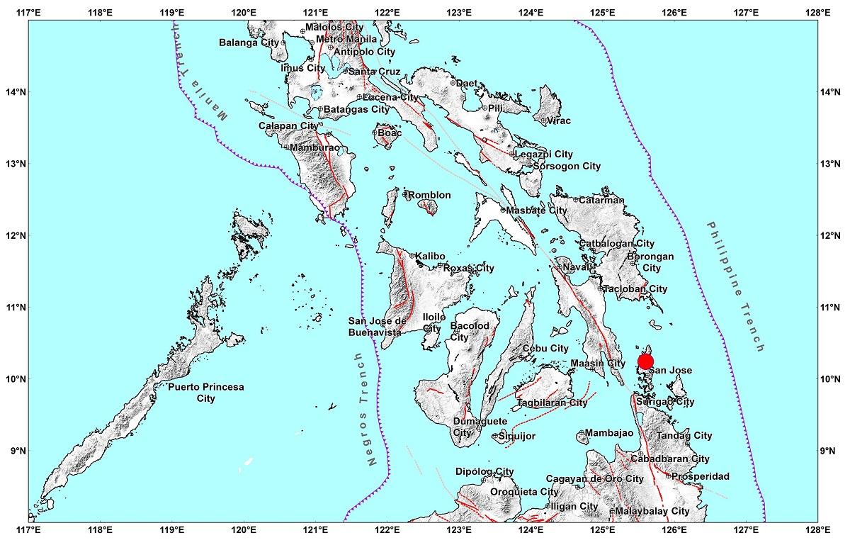 Magnitude 5.0 quake strikes near Libjo, Dinagat Islands