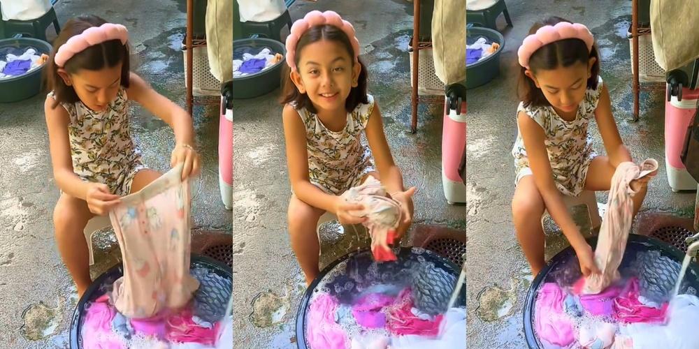Beauty Gonzalez shares video of daughter Olivia handwashing own clothes