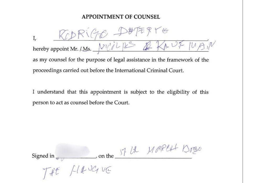 Nicholas Kaufman named Duterte’s legal counsel in ICC case