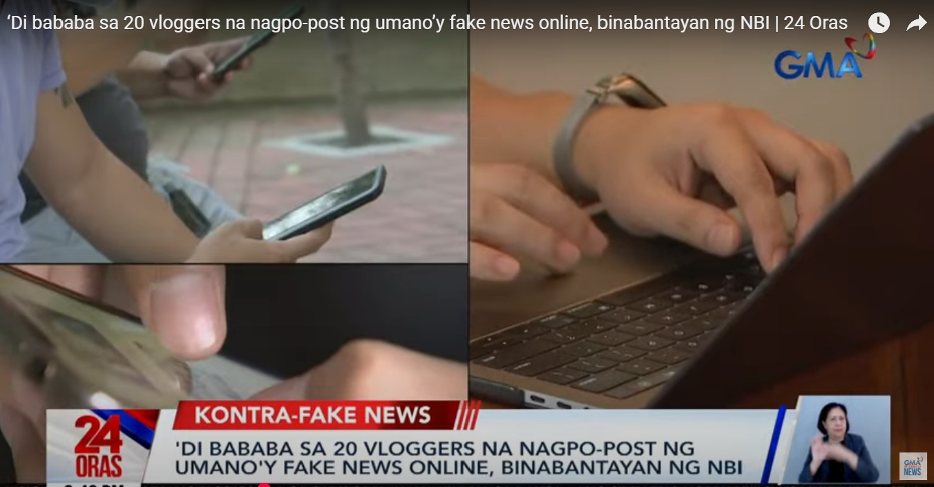 NBI monitors 20 vloggers for spreading fake news