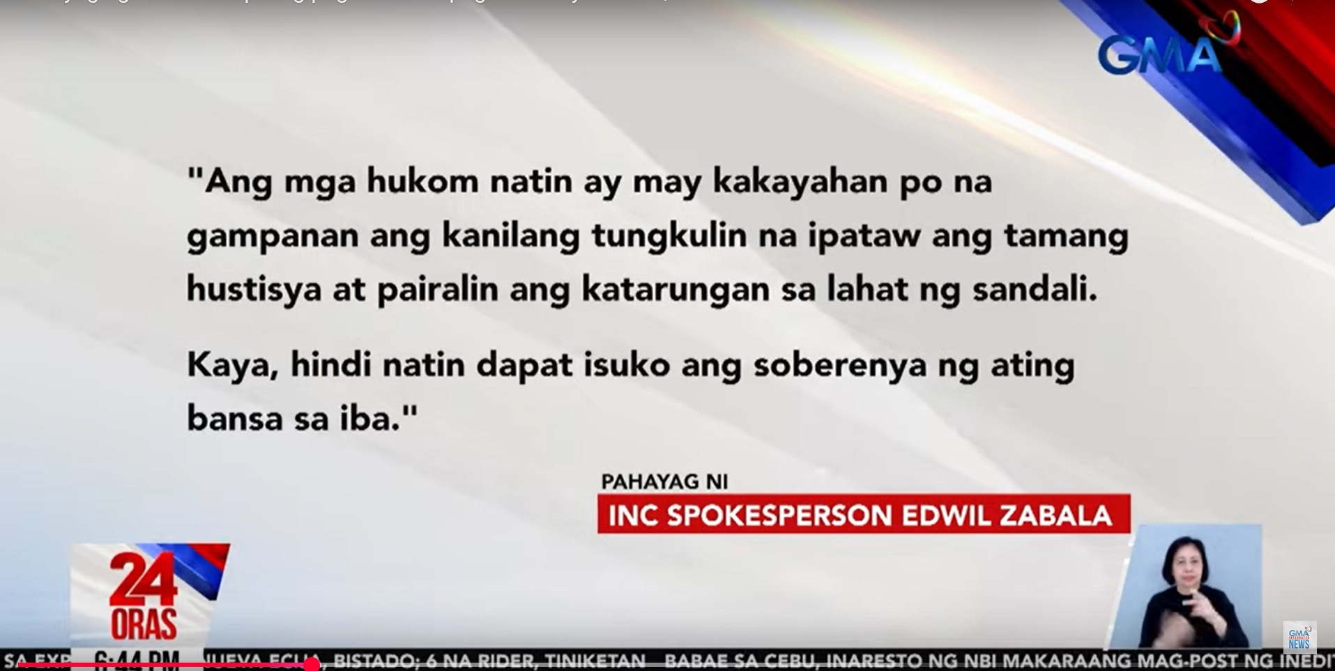 Filipinos should be tried by PH courts -Iglesia Ni Cristo