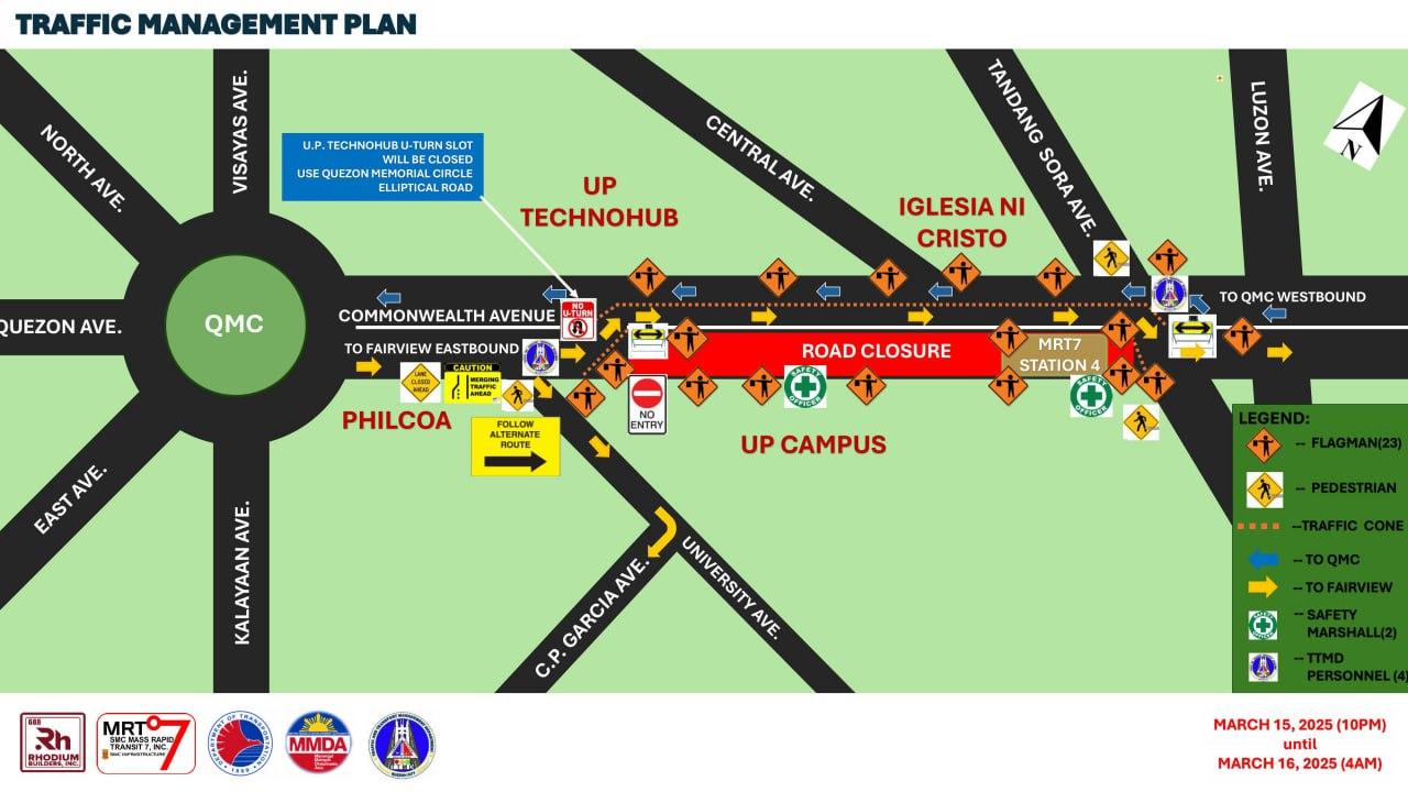 Road closure along Commonwealth Ave. on March 15 and 16, 2025