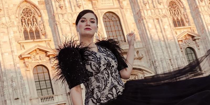 Nadine Samonte wears Filipiniana at Milan Fashion Week