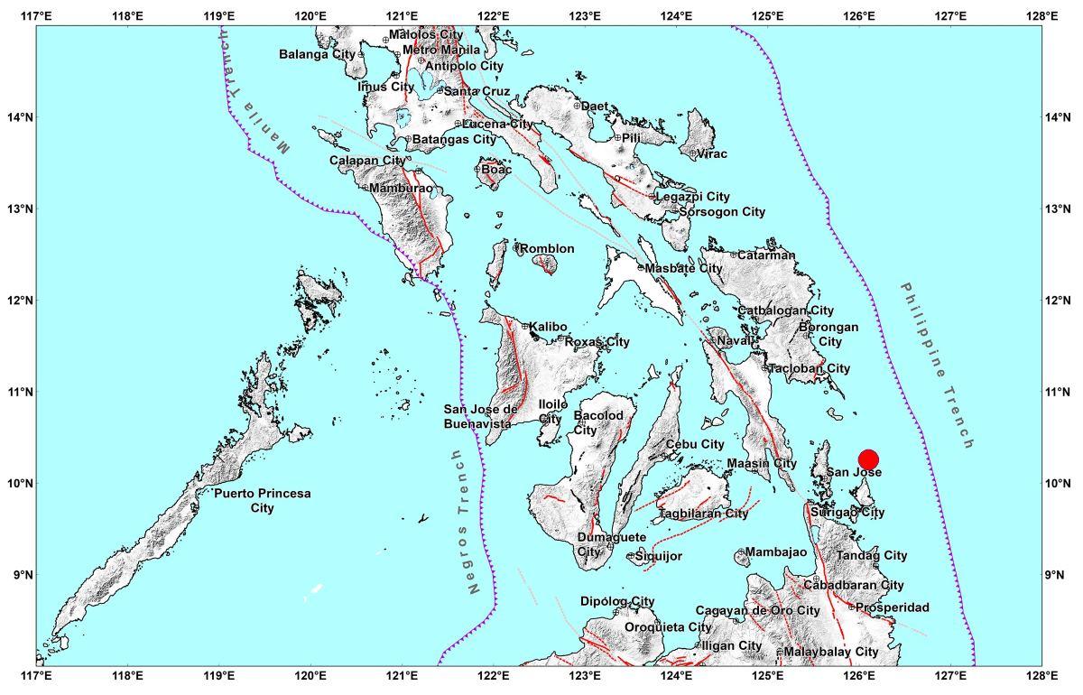 Magnitude 4.6 earthquake strikes offshore Surigao del Norte