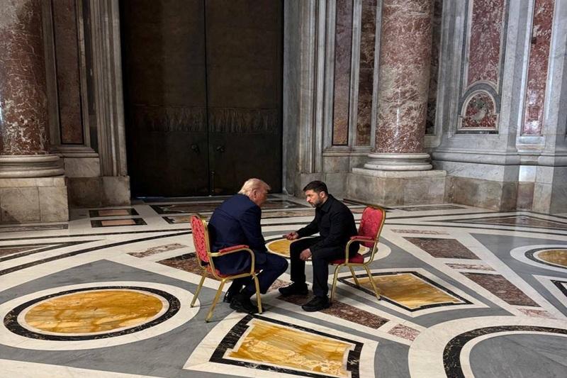 Trump and Zelenskiy meet one-on-one in Vatican basilica to seek Ukraine peace