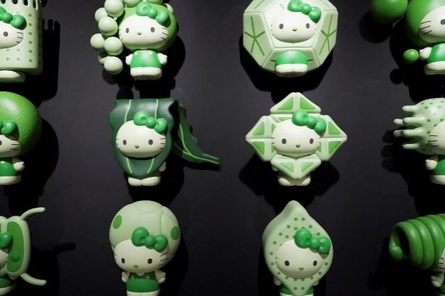 Hello Kitty figures, presented as algae, are displayed inside Japan Pavilion during a media tour before the official opening of Expo 2025 in Osaka, Japan March 26, 2025. REUTERS/ Tom Bateman