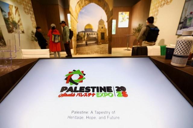 People visit the Palestinian Pavilion at Expo 2025's first day which is open to public, in Osaka, western Japan, April 13, 2025. REUTERS/ Issei Kato