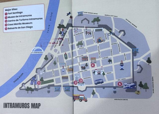 The ever-important site map is found Inside the Intramuros passport. 