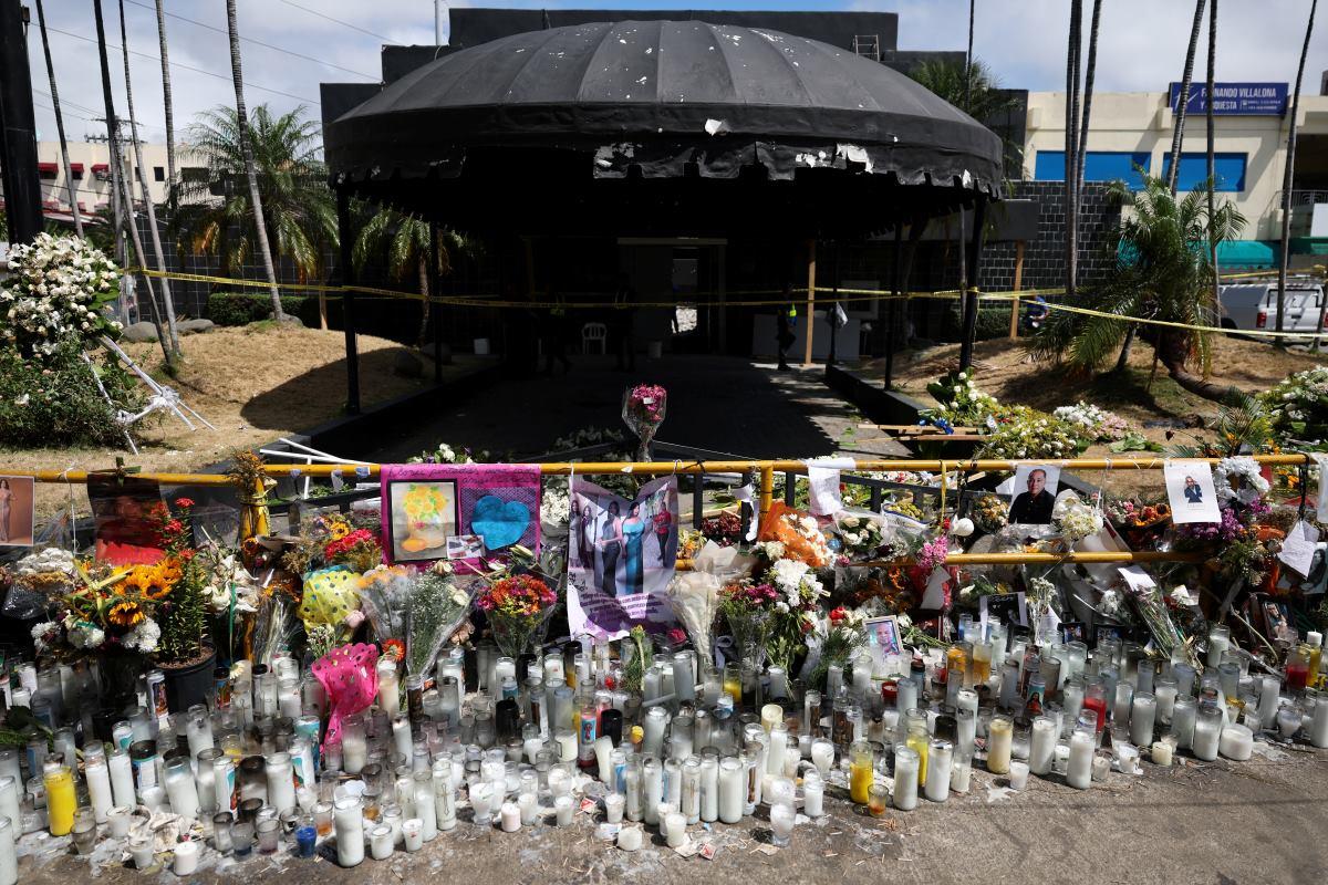 Makeshift memorial outside the Jet Set nightclub in Dominican Republic