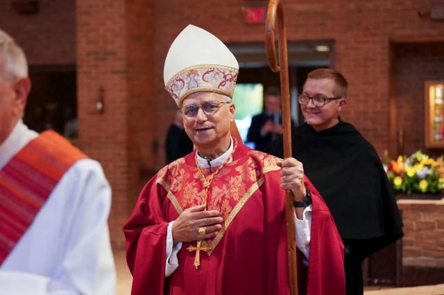 Then-Cardinal Robert F. Prevost, now Pope Leo XIV, celebrates Mass at St. Jude Parish, in New Lenox, Illinois, U.S., in 2024. Augustinian Province of Our Mother of Good Counsel/Handout via REUTERS