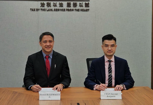 The Bureau of Internal Revenue (BIR) said Commissioner Romeo Lumagui Jr. and Hong Kong SAR Inland Revenue Department Commissioner Benjamin Chan Sze-wai. Photo from BIR