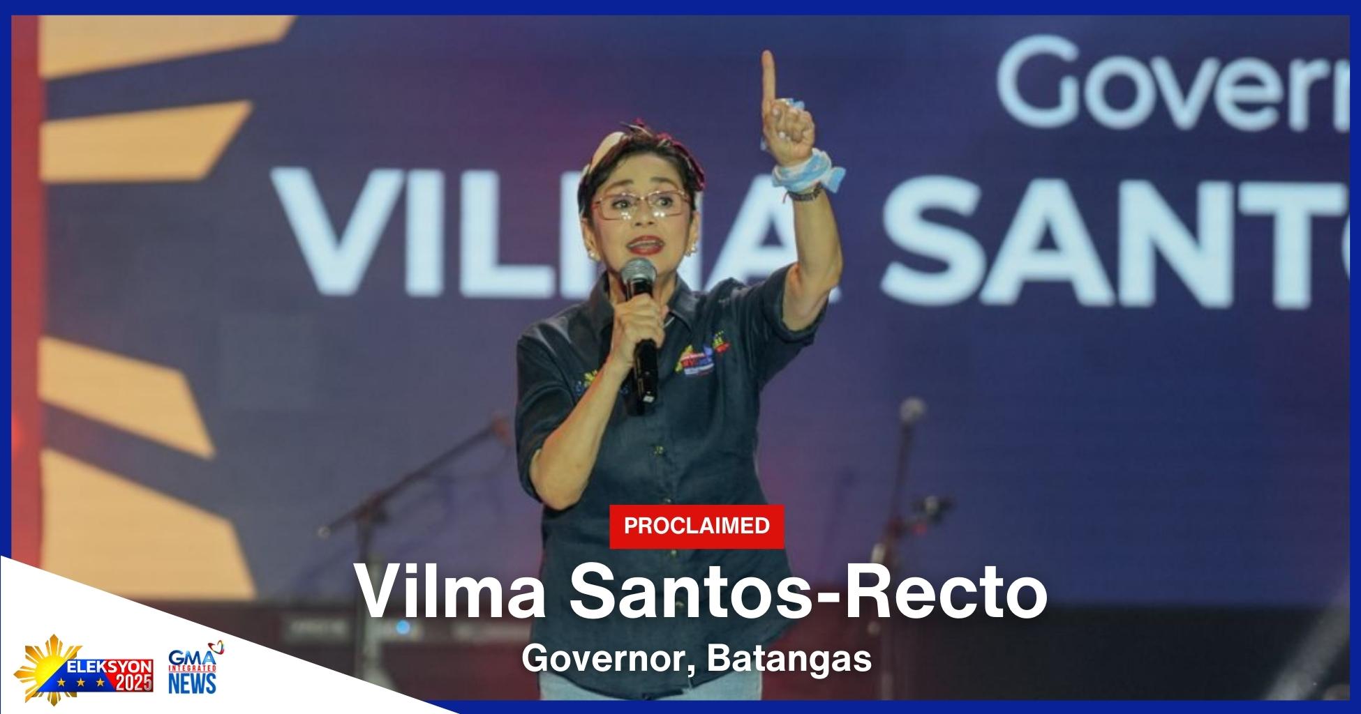 Batangas proclaims Vilma Santos-Recto as governor 