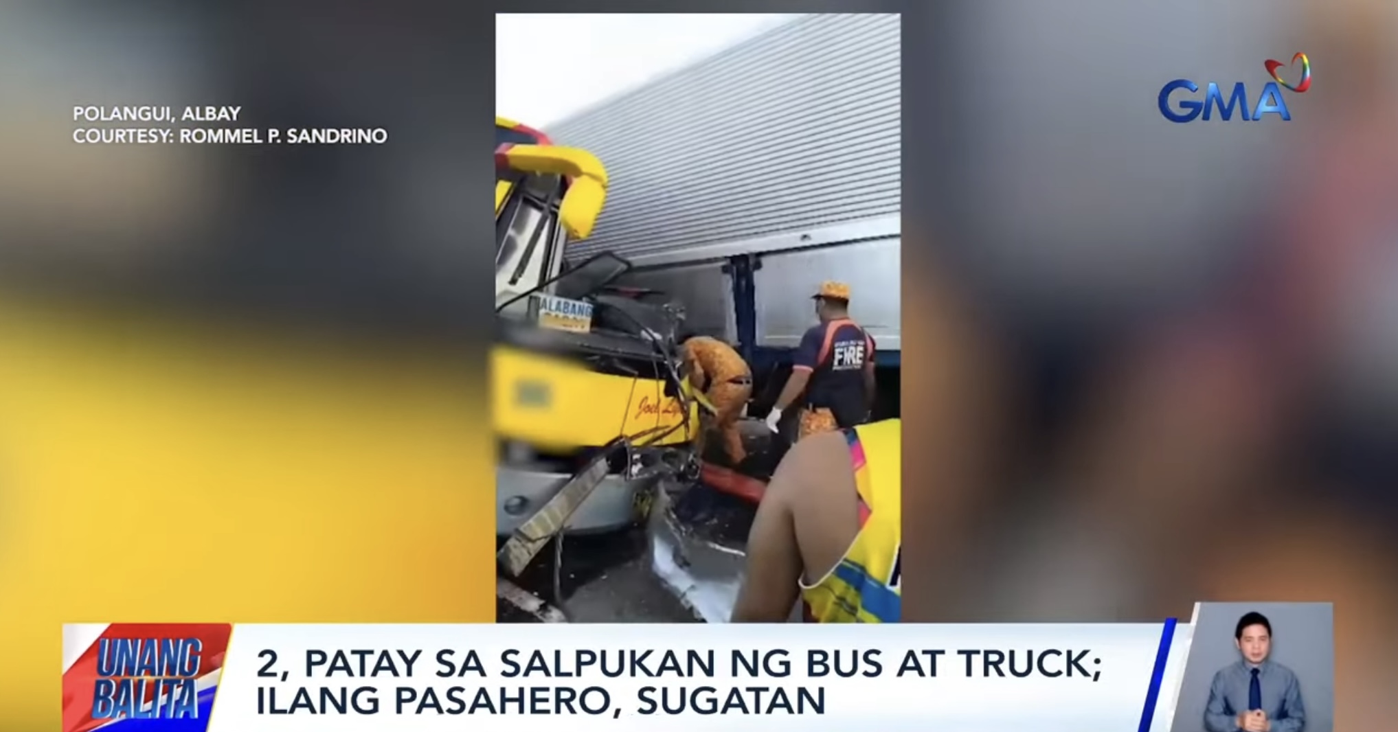 2 driver, patay sa salpukan ng bus at truck sa Maharlika Highway sa Albay