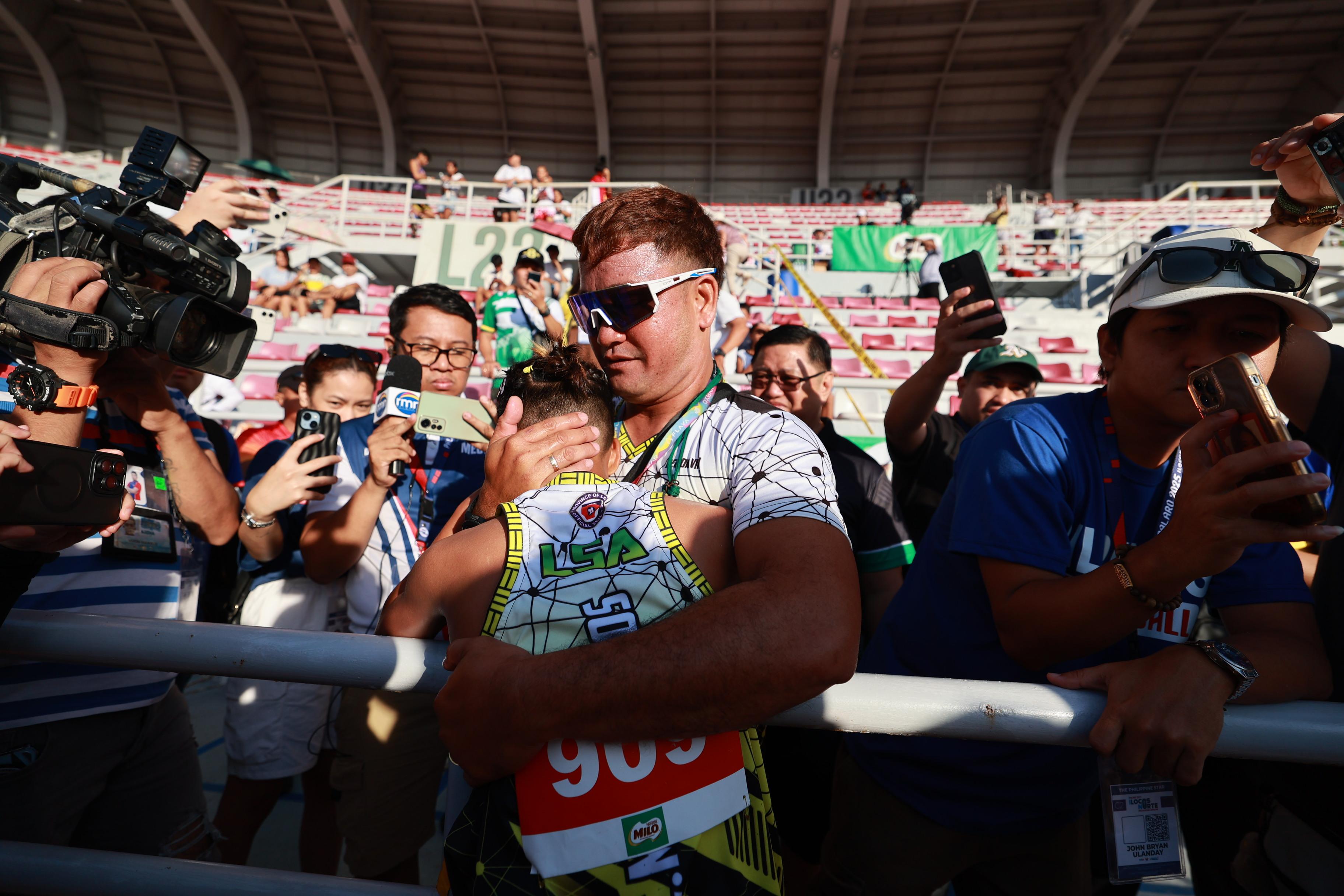 Palarong Pambansa gold medalist Chrisia Tajarros with coach 